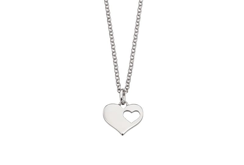 Girls Heart with Heart Pendant in Silver CHILDRENS Little Star 