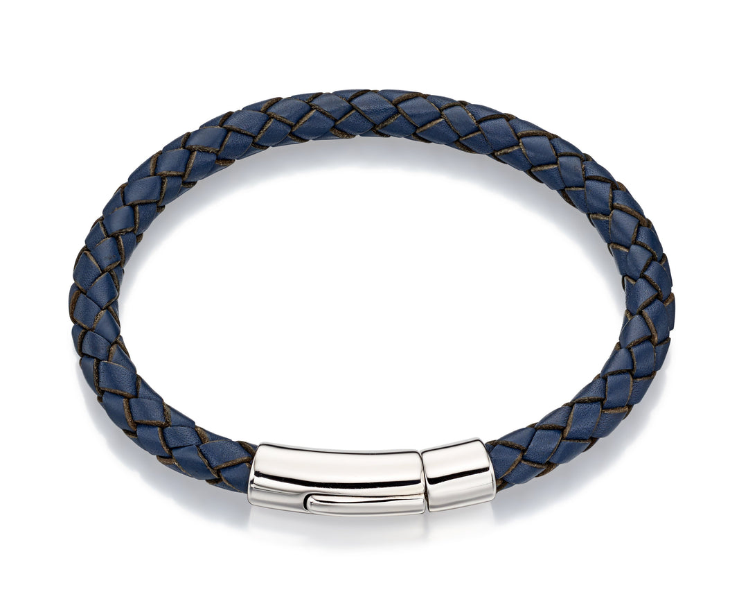 Boys Navy and Silver Leather Bracelet Bracelets & Bangles Little Star