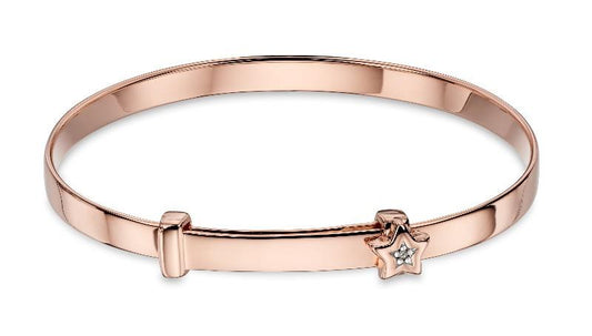 Little Star Rose Gold Diamond Star Christening Bangle Bracelets & Bangles Carathea