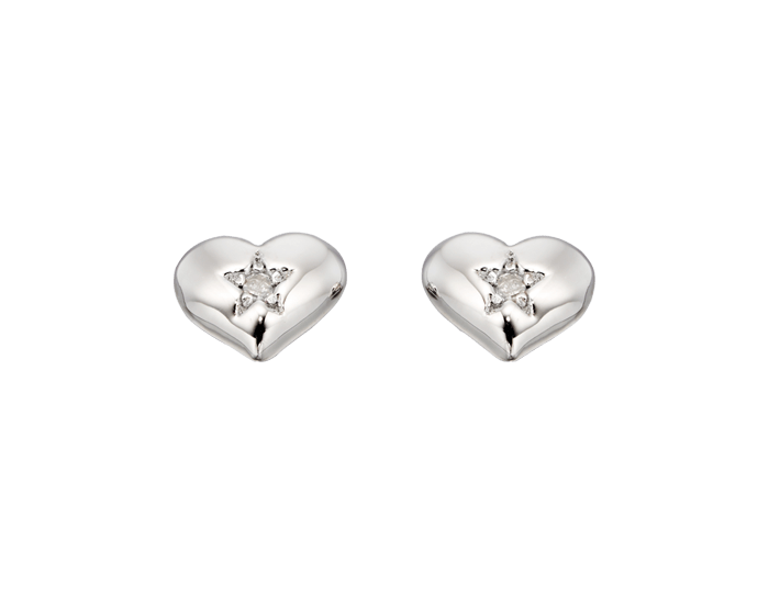 Little Star Heart Shaped Earrings with Diamond Star Jewellery Carathea