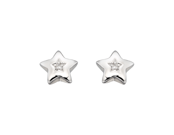 Little Star children's earrings in star shape with diamond Carathea