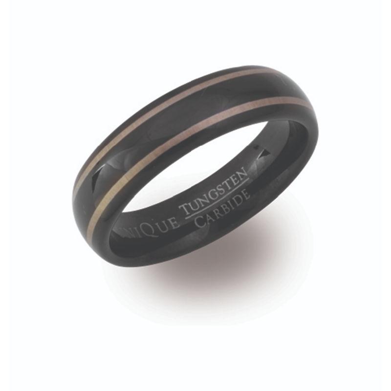 Men's Black Tungsten Ring with Lines Jewellery Unique 0 3/4 