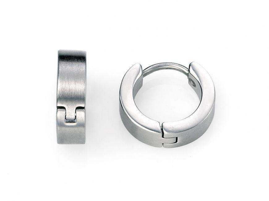 Fred Bennett Brushed Steel Huggie Hoop Earrings Earrings Carathea