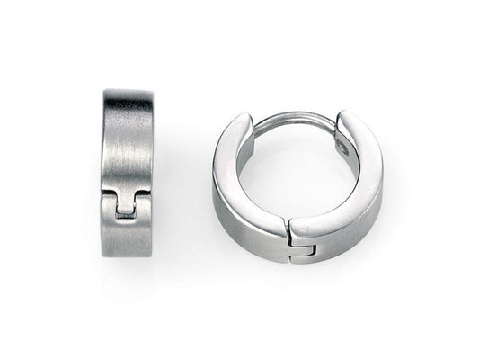 Fred Bennett Brushed Steel Huggie Hoop Earrings Earrings Carathea