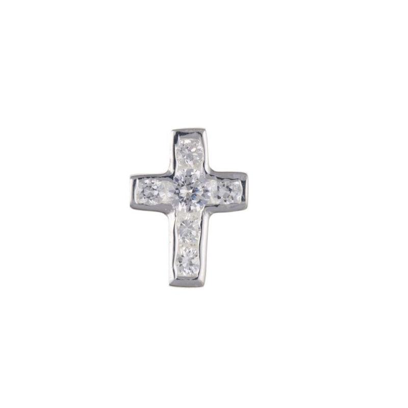 Men's Silver Cross Stud Earring with CZ Jewellery Ian Dunford