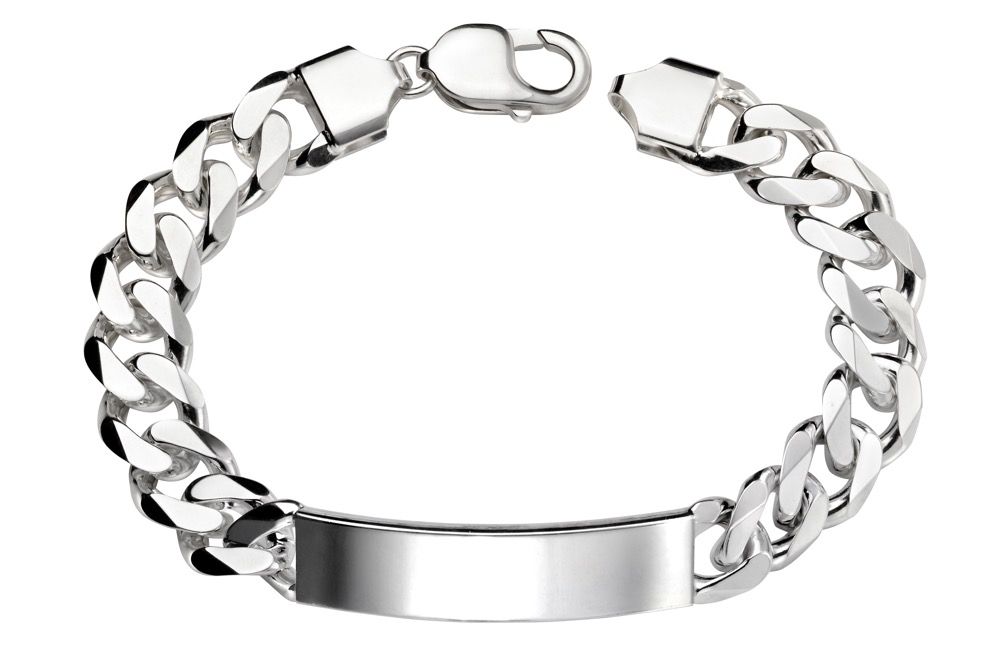 Men's Silver Heavy ID Bracelet Jewellery Gecko 