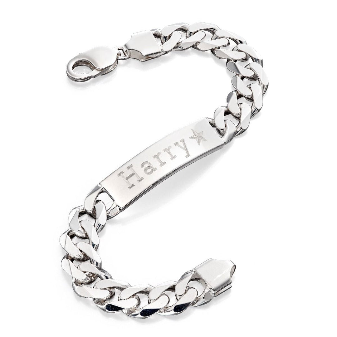 Men's Silver Heavy ID Bracelet Jewellery Carathea