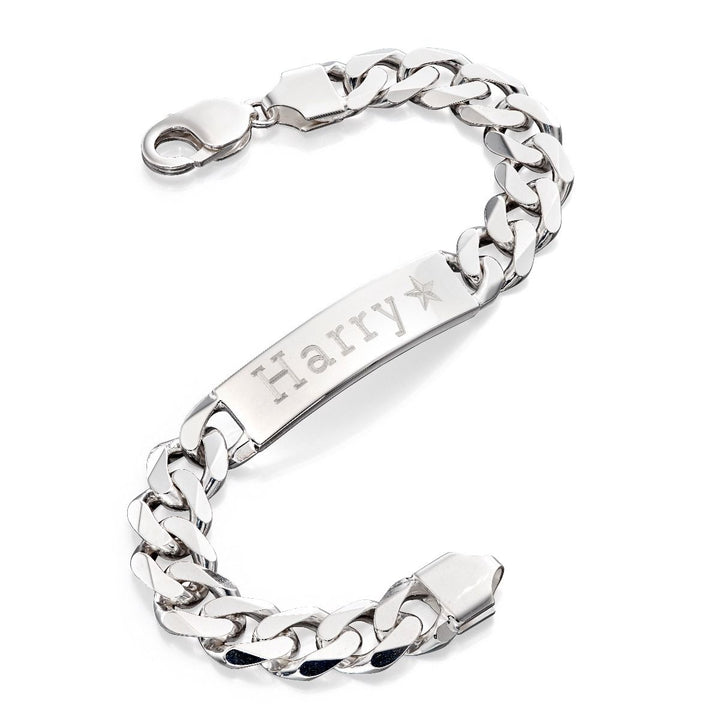 Men's Silver Heavy ID Bracelet Jewellery Carathea