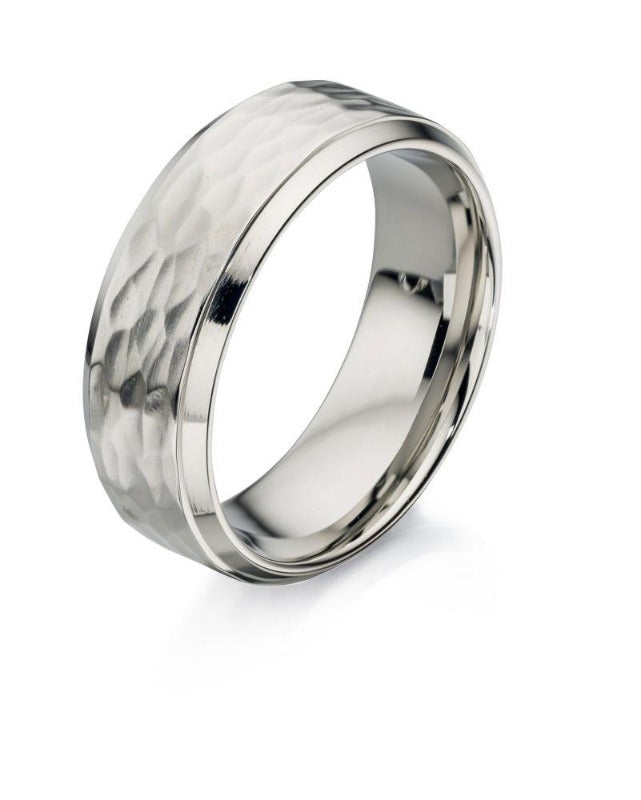Men's Stainless Steel Textured Ring Jewellery Carathea 