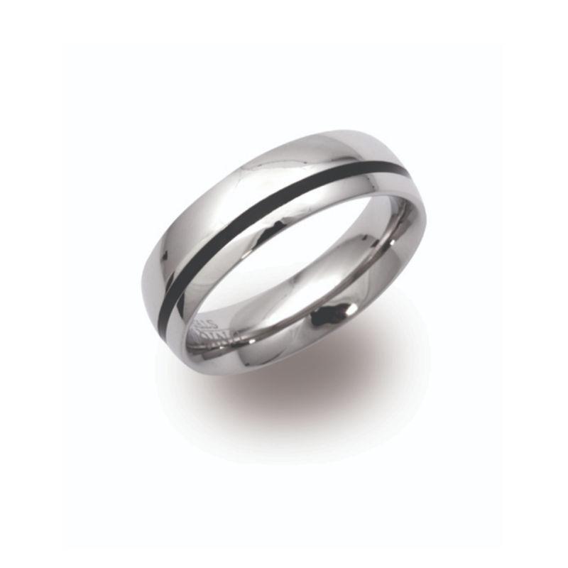 Men's Stainless Steel and Black Enamel Ring Rings Unique I 