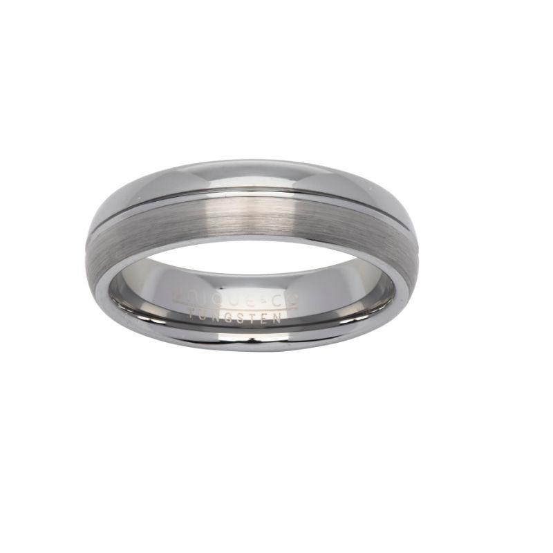 Men's Tungsten Ring with Brushed and Polished Finish Jewellery Unique O 3/4