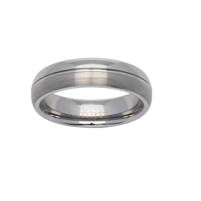 Men's Tungsten Ring with Brushed and Polished Finish Jewellery Unique O 3/4 