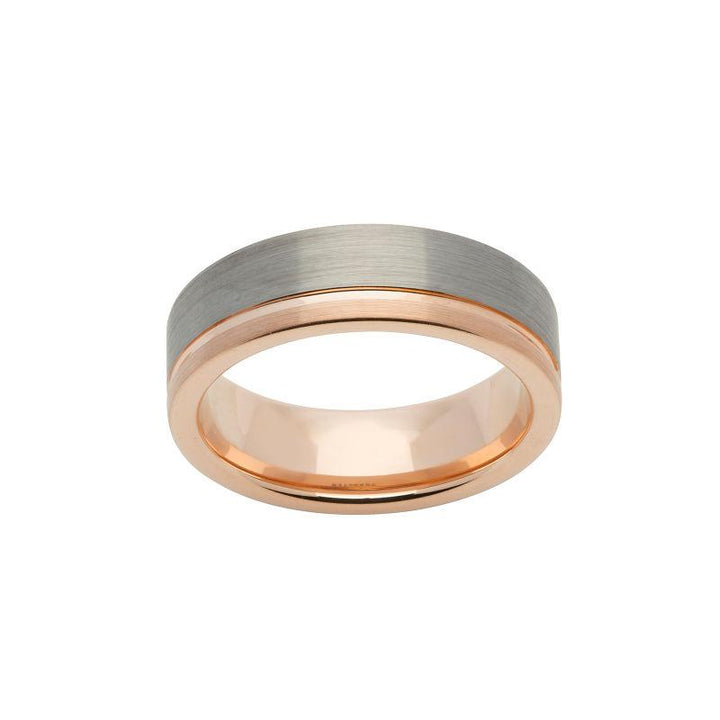 Men's Tungsten and Rose Gold Ring Jewellery Unique O 3/4