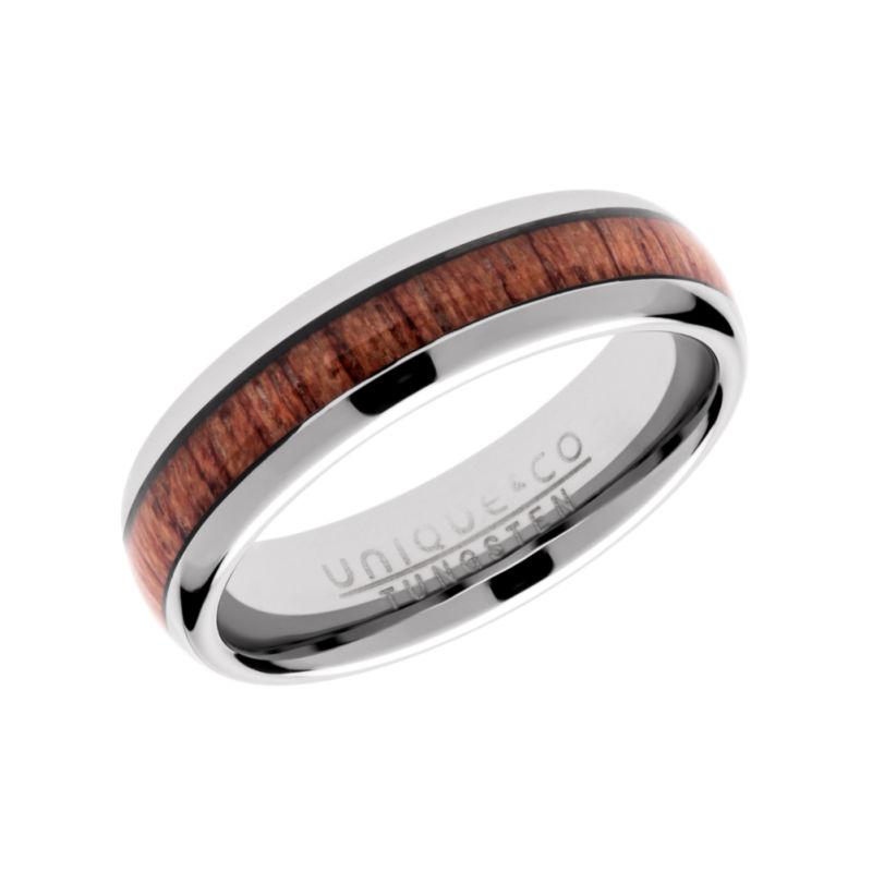 Tungsten Carbide Ring with Wood Inlay Men's Rings Unique O3/4 (56) 