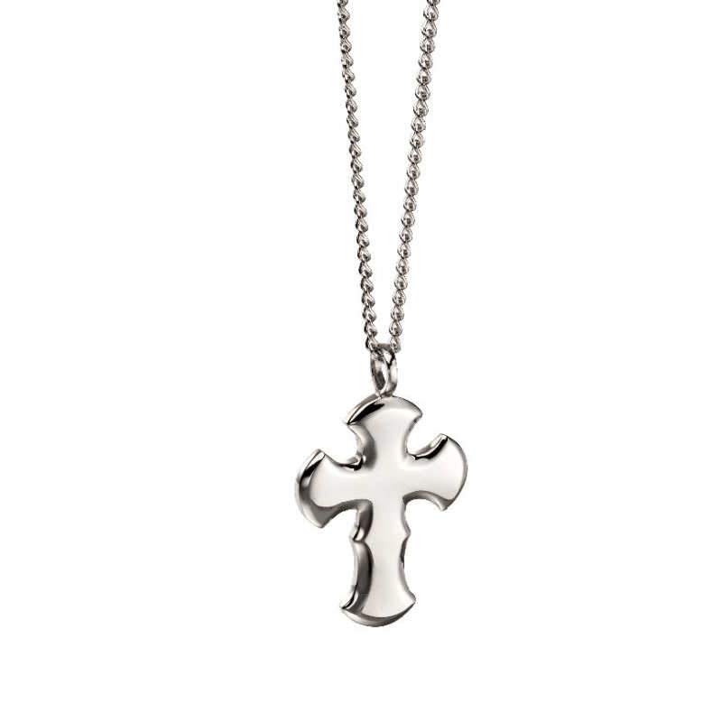 FANCIME Men Cross Necklace with White Gold Plated 925 Solid Sterling Silver  Polished Big Beveled Edge Crucifix Pendant Fine Jewellery Gift for Men  Boys, Chain Length 60cm : Amazon.co.uk: Fashion