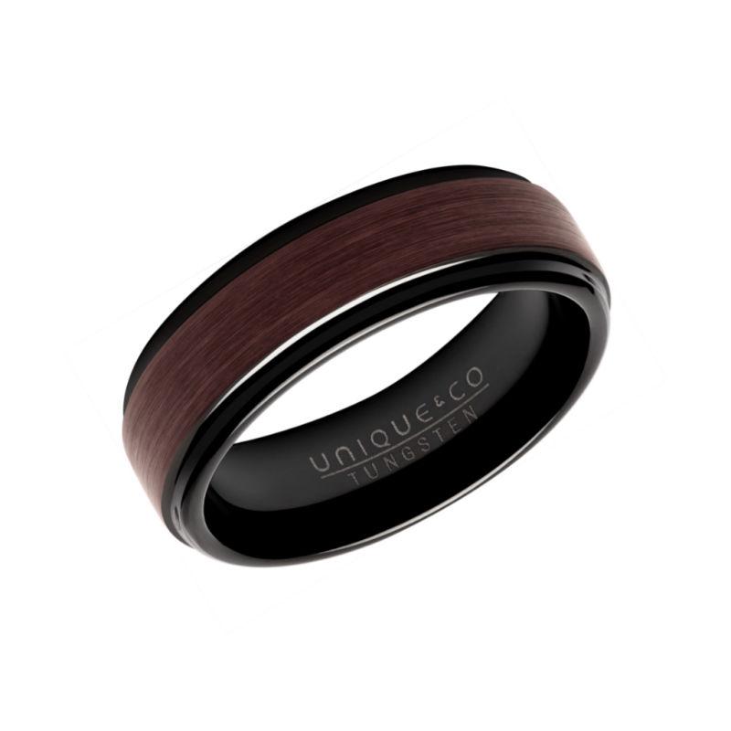 Men's Brown and Black Tungsten Ring Men's Rings Unique O 3/4 (56)