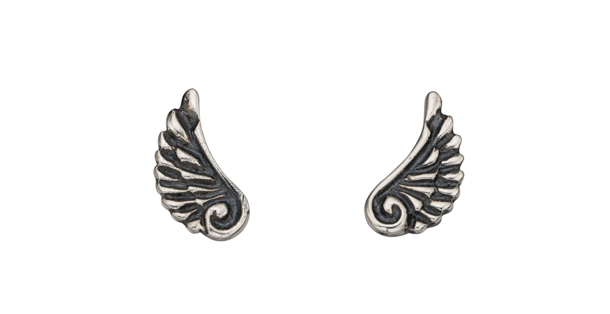 Oxidised Silver Angel Wing Stud Earrings Jewellery Gecko 