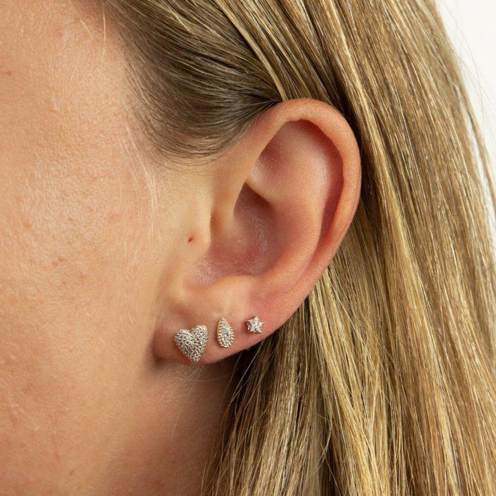 White Gold Diamond Star Stud Earrings Earrings Gecko