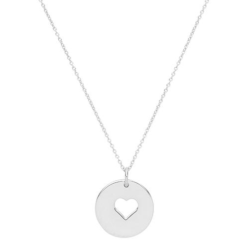 Silver Disc Pendant with Cut Out Heart Necklaces & Pendants Treasure House Limited