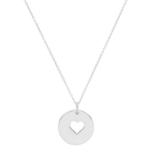 Silver Disc Pendant with Cut Out Heart Necklaces & Pendants Treasure House Limited 
