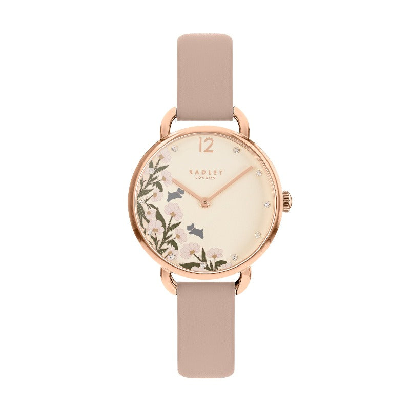 Radley Ladies Floral Dial Watch with Pink Beige Strap RY21272 Watches Carathea
