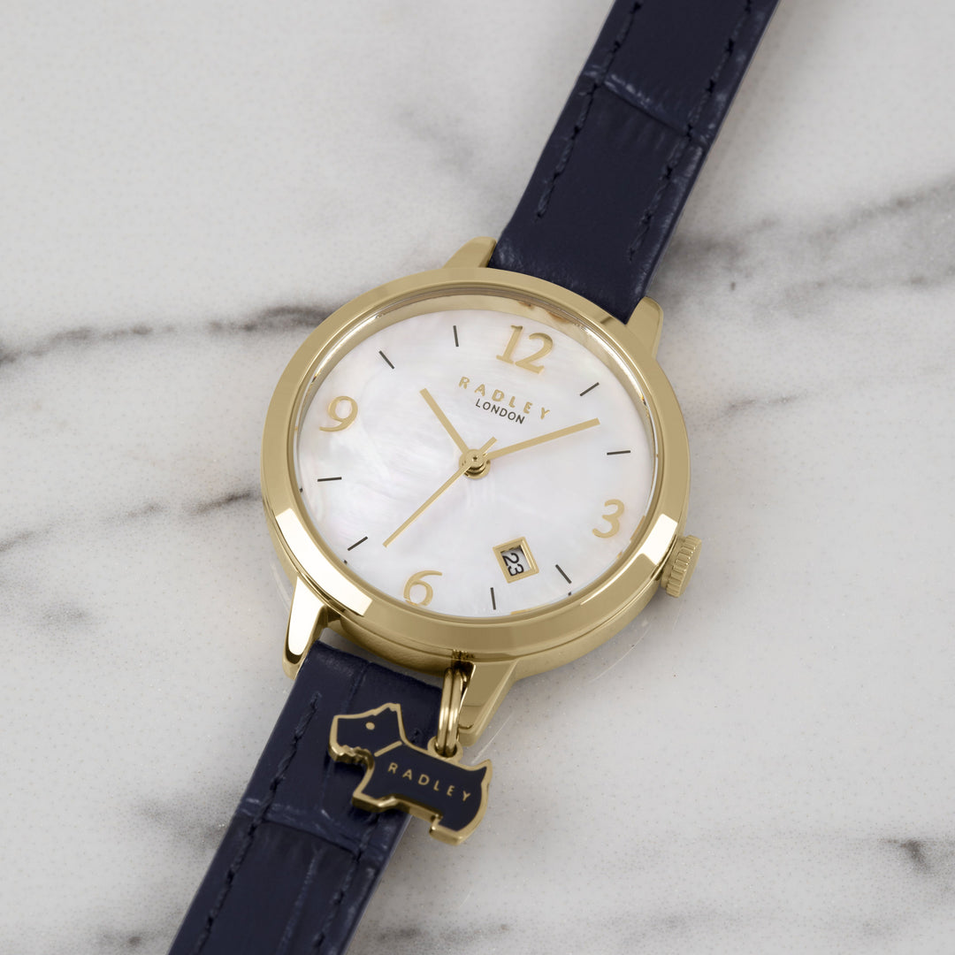 Radley Ladies Watch Blue Leather Strap Mother of Pearl Dial RY21212 Watches Radley