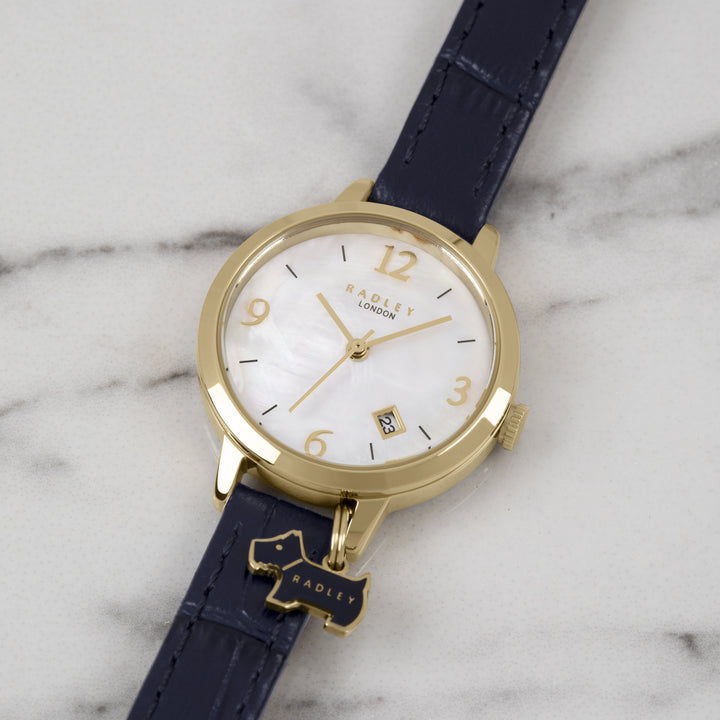 Radley Ladies Watch Blue Leather Strap Mother of Pearl Dial RY21212 Watches Radley