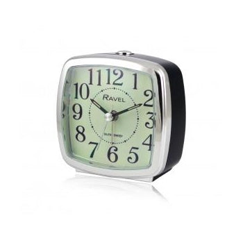 black and silver alarm clock