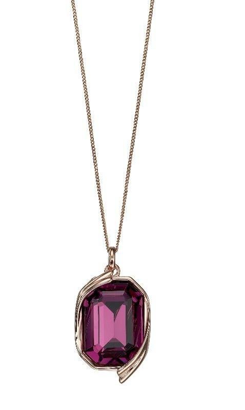 Rose Gold Ribbon Amethyst Swarovski Pendant Carathea