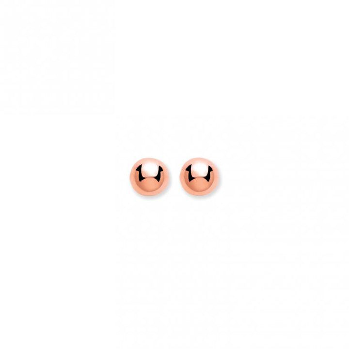 These are nine carat rose gold ball stud earrings, four millimeters in diameter, with butterfly backs | Carathea & Jools, Bridgwater jewellers