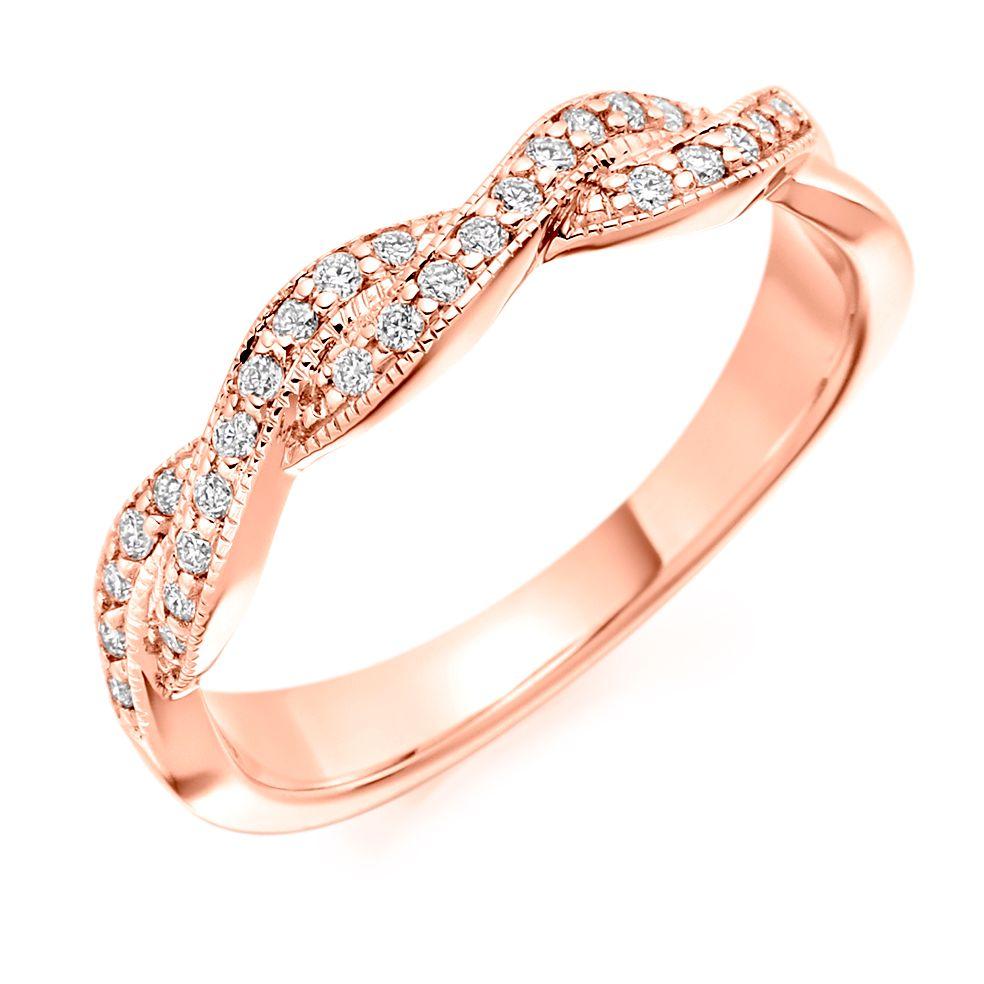 White Gold Diamond Twist Wedding or Half-Eternity Ring Rings Gemex 
