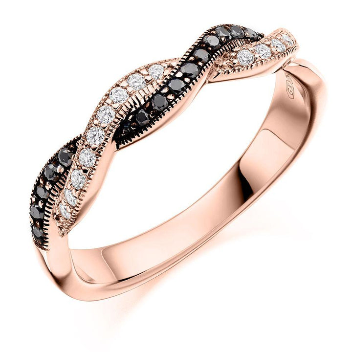 White Gold Diamond Twist Wedding or Half-Eternity Ring Rings Gemex