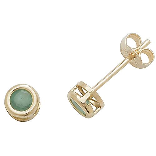 Round Gold Emerald Studs Jewellery - Carathea