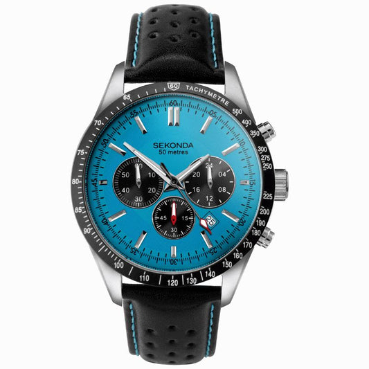 Men's Sekonda Velocity Chronograph Watch Turquoise Black Sekonda 