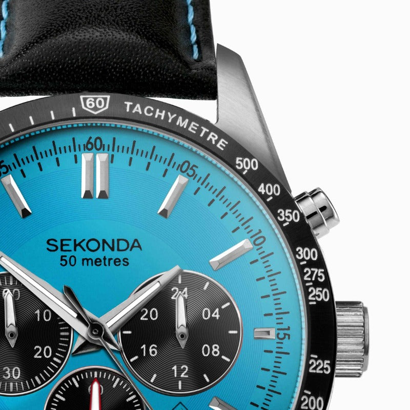 Men's Sekonda Velocity Chronograph Watch Turquoise Black Sekonda 