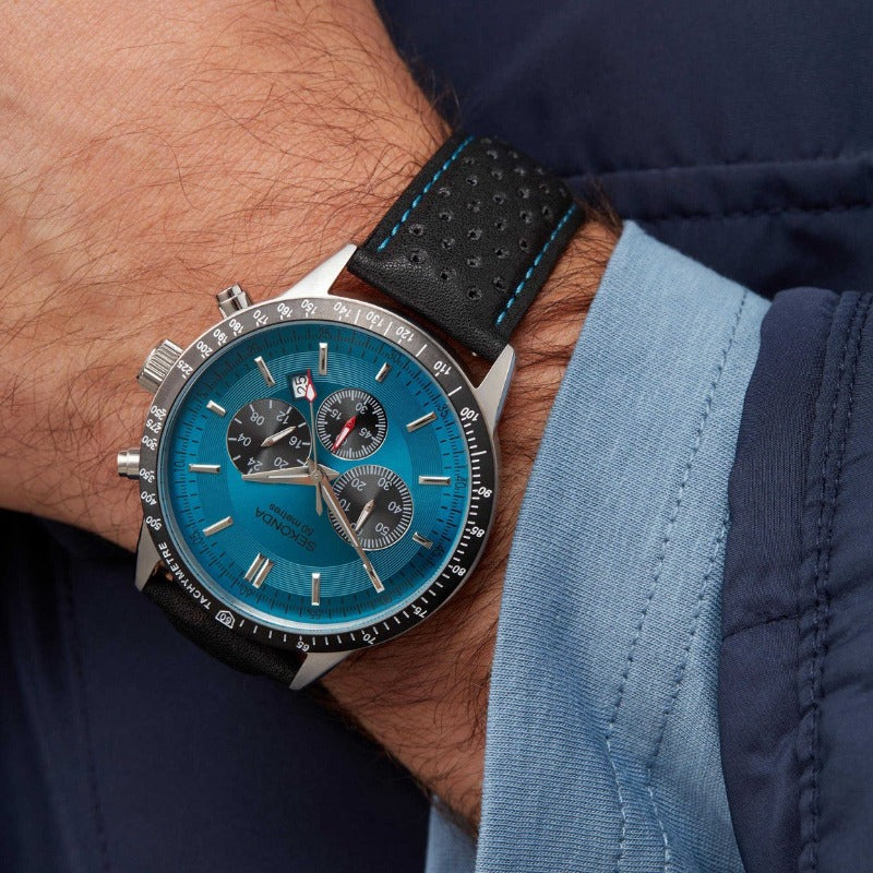 Men's Sekonda Velocity Chronograph Watch Turquoise Black Sekonda 