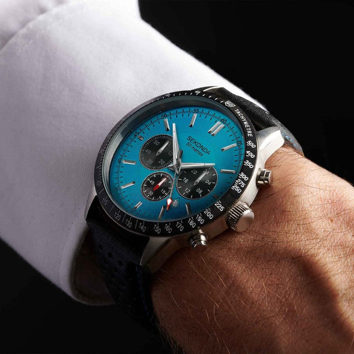 Men's Sekonda Velocity Chronograph Watch Turquoise Black Sekonda