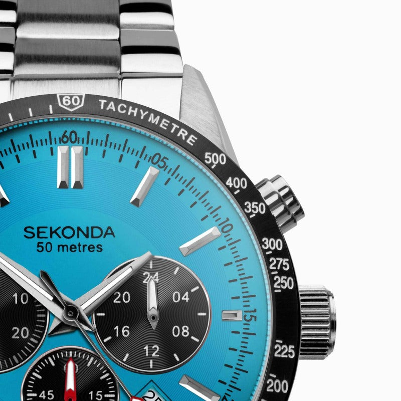 Men's Sekonda Velocity Chronograph Watch Turquoise Sekonda 