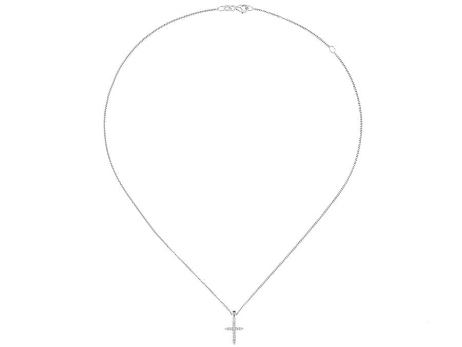 Silver Claw Set 11-CZ Cross Pendant AMORE