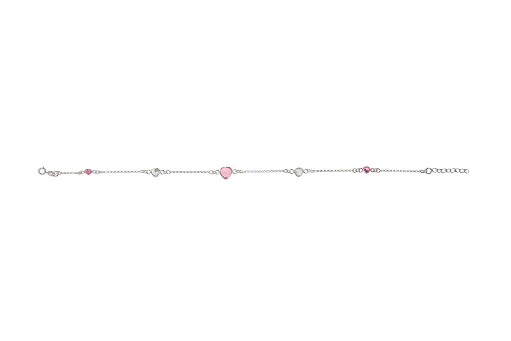 Silver Anklet with Pink Floating Heart Anklets Ian Dunford 