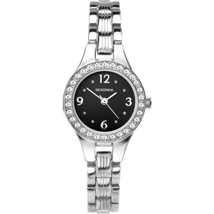 Sekonda Ladies Watch Black Dial & CZ 2695 Watches Sekonda