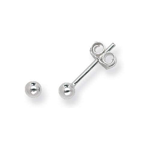 Silver 3 mm Plain Ball Stud Earrings Earrings Treasure House Limited 