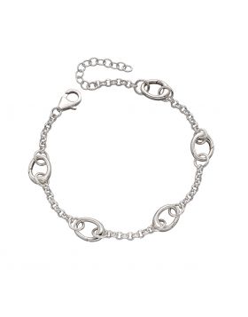 Silver Charm Bracelet with 5 Charm Links Jewellery Gecko 