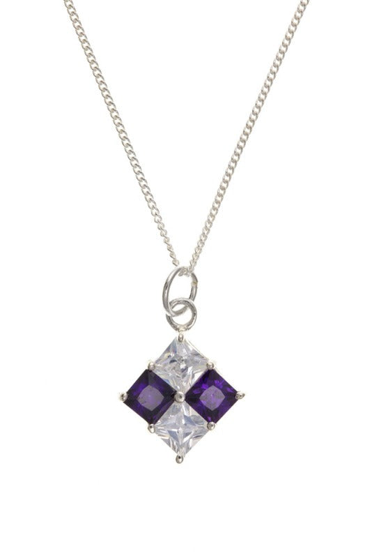 Silver Checkerboard Pendant with Amethyst and Clear CZ Ian Dunford