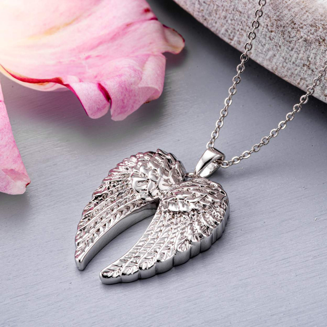 Silver Angel Wings Memorial Ashes Pendant (Self-Fill) Memorial EverWith
