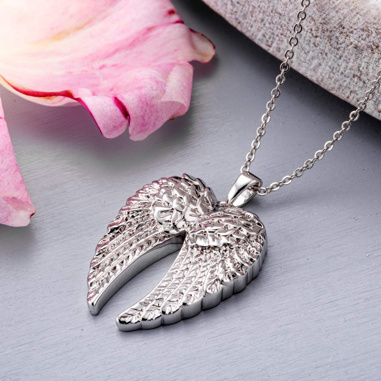 Silver Angel Wings Memorial Ashes Pendant (Self-Fill) Memorial EverWith 