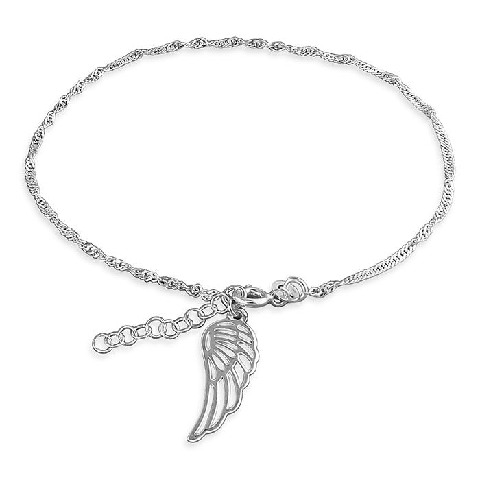 Silver Anklet with Angel Wing Charm Jewellery Carathea 