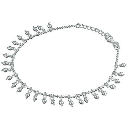 Silver Anklet with Beaded Tassels Jewellery Carathea