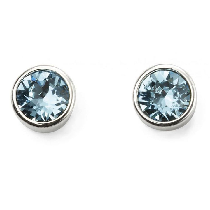 Silver Aquamarine Crystal Stud Earrings Earrings Gecko
