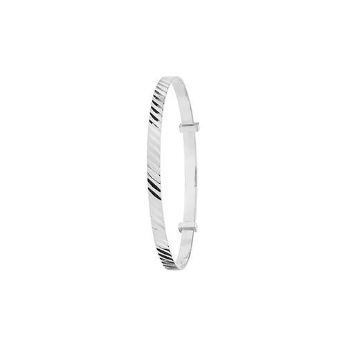 Silver Baby Bangle with Diagonal Pattern Jewellery Treasure House Limited 